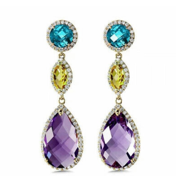 NEW Gorgeous Three tone earrings - Picture 2 of 4